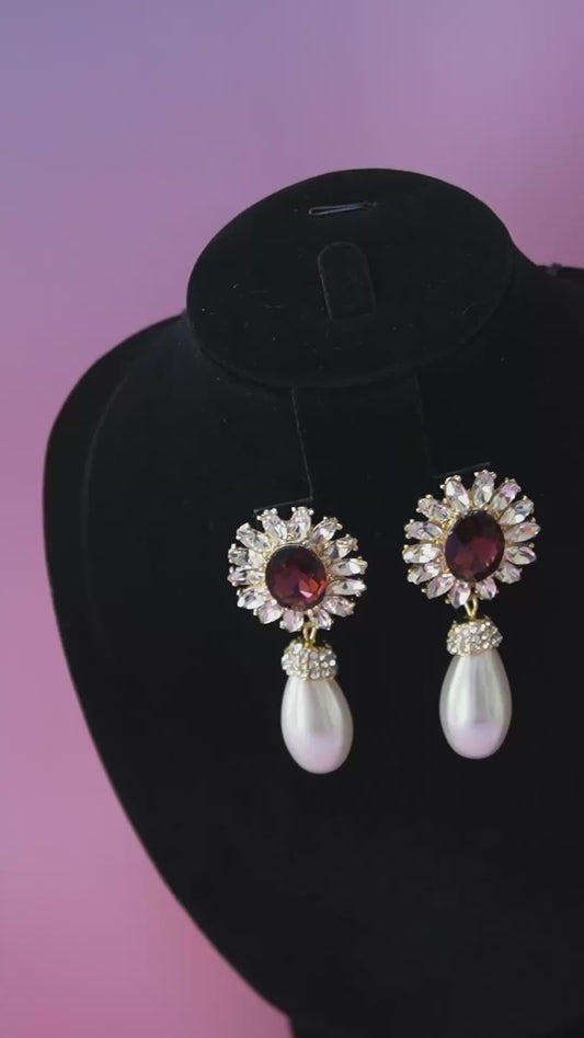 Lady of songs drop pearl earrings